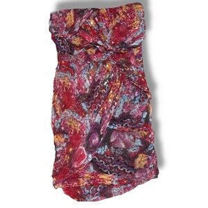 Diane Von Furstenberg DVF sequin chiffon 100% silk ruched party dress cocktail 6